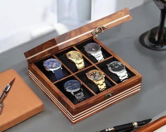 Personalized Rosewood Watch Box: Handmade Velvet Lined Jewelry Organizer