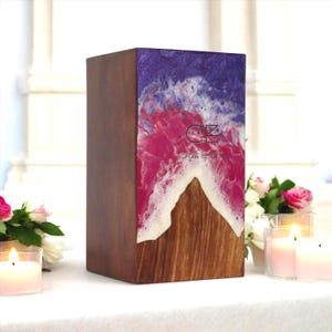 Personalized Wooden Cremation Urn, Pet Memorial, Keepsake Urn, Adult Ashes Box, Epoxy Urn, Urn for Human Ashes - Indian Rosewood Crafted