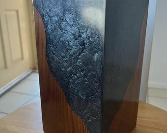 Handmade Wooden Cremation Urn: Seafoam Green Resin Wave, Coastal Memorial