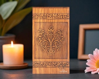 Hand-Carved Floral Wood Cremation Urn Box: Memorial Keepsake