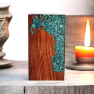 Personalized Wooden Cremation Urn, Pet Memorial, Keepsake Urn, Adult Ashes Box, Epoxy Urn, Urn for Male Ashes - Indian Rosewood Crafted