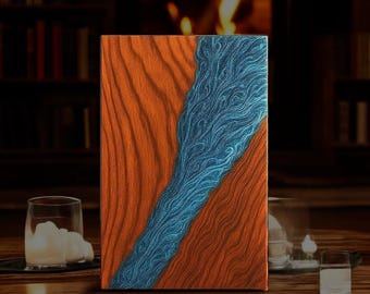 Handmade Wood Cremation Urn with Blue Resin River | Memorial Keepsake
