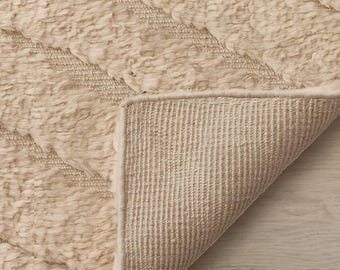 Hand Knotted Ivory Wool Rug | Modern Minimalist Texture Rh rug