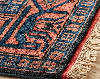 Handgeknüpfter Teppich aus Neuseeland-Wolle: 10x40 EROS Red & Blue Teppich