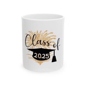 Graduation Celebration Ceramic Mug - Class of 2025, Gift for Graduates, Personalized Graduation Mug, Office Coffee Cup, Festive [...]