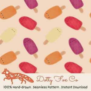 Popsicle Ice Lolly Surface Seamless Pattern – Summer Ice Cream Digital Paper for Baby Apparel, Nursery Decor & Fabric Crafts | 12x12” PNG