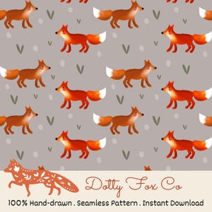 Autumn Fox Seamless Pattern – Fall Woodland Animal Digital Paper for Scrapbooking, Fabric & Kids Decor | PNG Download