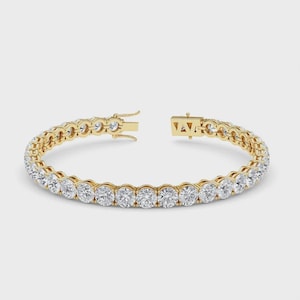 10 Carat Lab Grown Diamond Tennis Bracelet: 14K White Gold Scalloped Edge