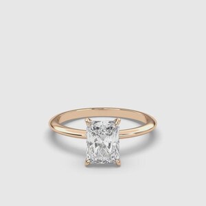 Radiant Cut 2 CTW Lab Diamond Solitaire Ring: 14K Gold Minimalist Bridal Jewelry