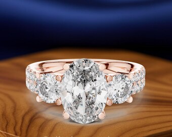 Oval Diamond Ring 2.90 CTW | Bezel Set Oval & Round Diamond Ring | Simple CAD Designed Ring | Custom Made Fine Jewelry