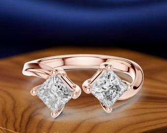 Princess Cut Diamond Ring 1.60 CTW | Custom Ring | Bezel Set Diamond Ring | Minimalist Made to Order Ring | Sterling Silver & Gold Options