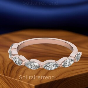 7-Stone Marquise Lab-Grown Diamant Petite Stackable Band | 0.91ct | Massiv Gold | Halbe Ewigkeit Ehering