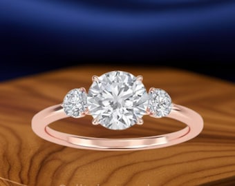 3.5ct Round Lab Grown Diamond Engagement Ring: Knife Edge Band, IGI Certified