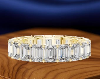 Emerald Cut Lab Grown Diamond Full Eternity Band | Gold Full Eternity Ring | Luxury Wedding Band | Stacking Diamond Ring For Her