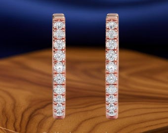 Celtic Diamond Hoop Earrings: 14K Gold, Lab Grown Diamonds