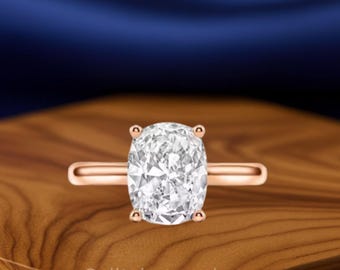 Anillo de compromiso de 2 quilates con diamantes cultivados en laboratorio, engaste de catedral y certificación IGI.