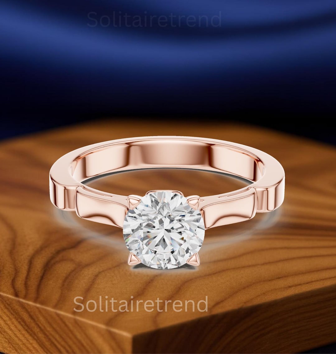 1.00 CT Round Solitaire Engagement Ring • Classic Minimalist Style - Etsy