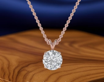 IGI Certified Lab Grown Diamond Pendant: 14k Gold Basket Setting