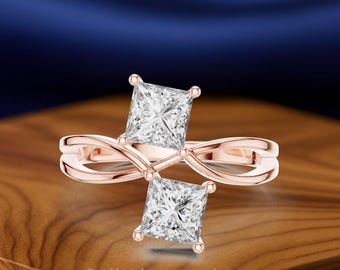 Princess Cut Diamond Ring 2.00 CTW | Custom CAD Designed Ring | Minimalist Diamond Ring | Made to Order Sterling Silver & Gold Options