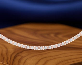 Collet Set Diamond Necklace 15.36 CTW | 96 Round Diamond Necklace | Sterling Silver & Gold Options | Luxury Statement Necklace
