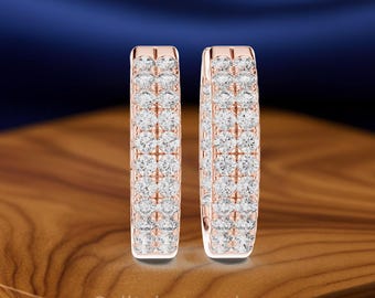 1.44 CT Diamond Earrings | Round Cut Diamond Earrings | Sterling Silver 925, Gold | Minimal Diamond Earrings | Simple Fine Jewelry