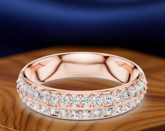 Diamond Eternity Ring 0.72 CTW | Pavé Set Round Diamond Ring | Sterling Silver & Gold Options | Custom Made Ring
