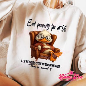 Ende Grundsteuer bei 65 PNG | Seniorenrechte Sublimation | Politisches Zitat Clipart | Lustige Ente PNG | 300 DPI Digital Download