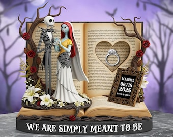 Placa acrílica personalizada de Jack y Sally, pareja gótica, regalo de aniversario, pareja inspirada en pesadillas.