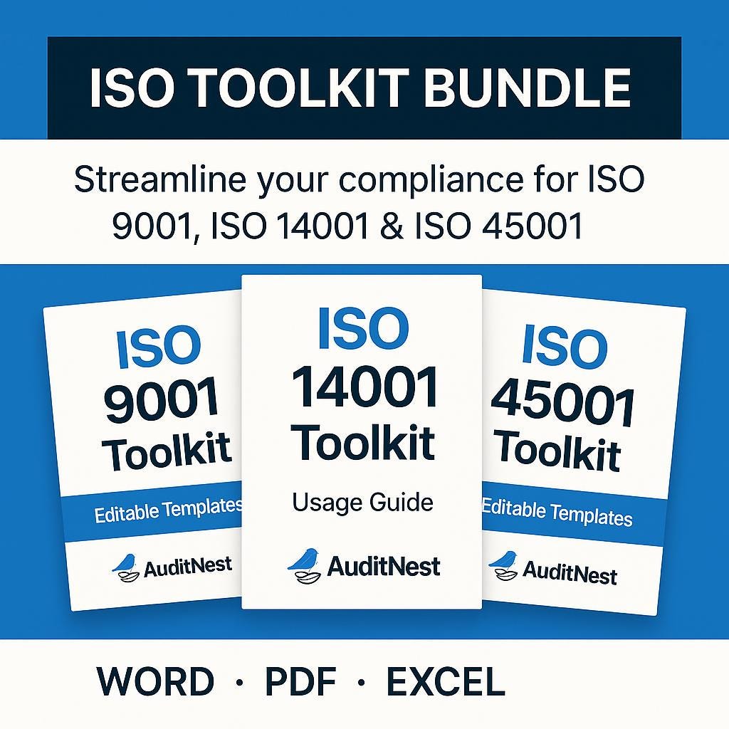 Iso Methods Template ISO 9001 14001 45001 Audit Toolkit Bundle | Editable ISO Templates ...