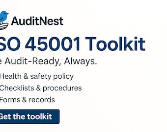 Kit di strumenti ISO 45001 | Pacchetto di conformità per la salute e la sicurezza | Modelli e report di audit OHS | Word Excel PDF | Documenti modificabili