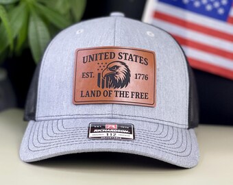 Custom 1776 USA Trucker Hat, Land of the Free Snapback, Stand Out This 4th of July,Richardson 112 Hat, Perfect Gift for Dad