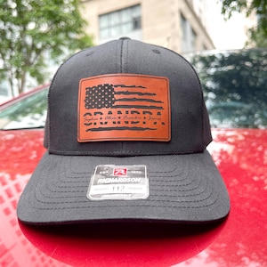 Custom Grandpa Hat with Grandkids Names, Best Gift for Grandparents Day, Richardson 112 Hat, Patriotic Hat, Gift for Grandpa or Dad