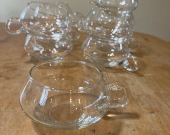 Vintage Riekes Crisa Punch Cup Glasses: Hand Blown Moderno Set of 10