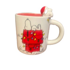 Peanuts Snoopy Christmas Ceramic Mug with Holiday Lights and Hanging Snoopy