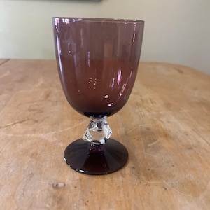 Vintage Footed Wine Glass Crystal Stem 5.5&quot; Tall MCM Bryce Amethyst Purple