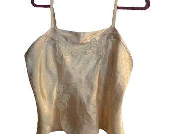 Y2K Babydoll Lace Tank Top Milkmaid Fairy Coquette Cami Whimsigoth Ivory Sz L