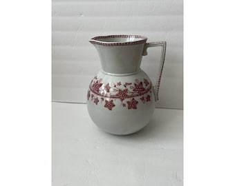 antique red transferware wash pitcher