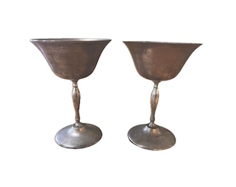 Set of 2 Vintage Leonard EPNS Silver Plate Wine/Champagne Goblets Made India