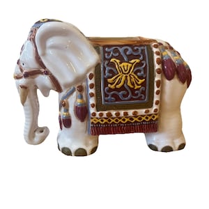 Ceramic Vintage Elephant Planter 8x6inch Colorul Boho