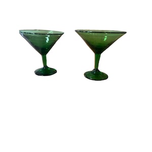 &quot;2er-Set Smaragdgrüne Elegante Mini-Martini-Gläser 4,25 &quot;&quot;Mundgeblasener Cocktail.&quot;