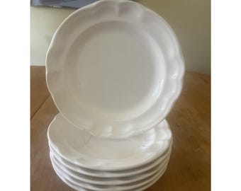 Pfaltzgraff Buff White Matte Salad Plate - 7 3/8 Inch Set Of 6 Scalloped Edge