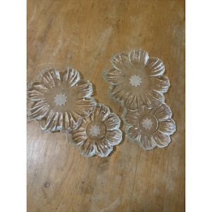 2 Garden Club Snack Clear Glass Plates by Colony (Cosmos/Sunflower)