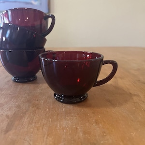 4 Vintage Royal Ruby Red Punch Cup Glass Drinkware