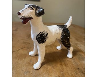 Terrier Porcelain Figurine pair 6&quot; Made Japan black dog wire haired vintage