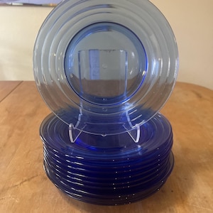 10 COBALT BLUE  VINTAGE Plates Salad  Desert Serving Plates 7” Raised Ribbed Rim
