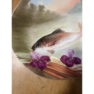 Mid 20th Century Hand Painted Porcelain Royal Limoges France Signed Fish Plate