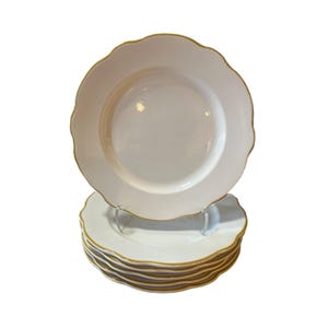 Buffalo China Gold Scalloped Rim Dinner Plate 10.5in Restaurant Ware Set Of 6