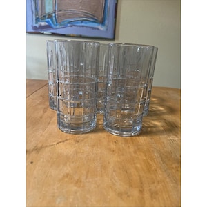 Set of 8 Anchor Hocking Tartan Clear Flat Iced Tea Cooler Tumbler 16 oz Glasses