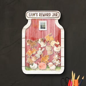 Farmhouse Animals Reward Jar For Kids, Teacher Classroom Personalized Reward Jar, Farmhouse Theme Jar, Back to School Gift