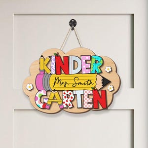 Retro Teacher Sign, Classroom Wood Door Sign, Custom Teacher Classroom Door Sign, Back To School Gift, Classroom Door Hanger